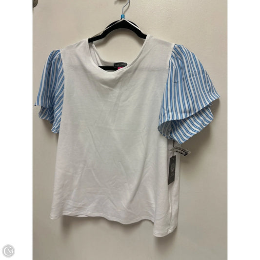 Top Short Sleeve By Vince Camuto In Blue & White, Size: Xl