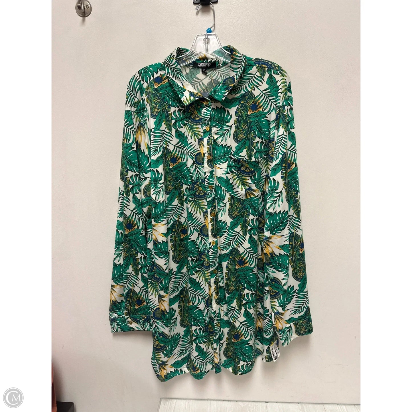 Blouse Long Sleeve By Clothes Mentor In Tropical Print, Size: 3x