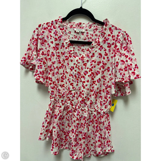 Top Short Sleeve By Andree By Unit In Pink & White, Size: S