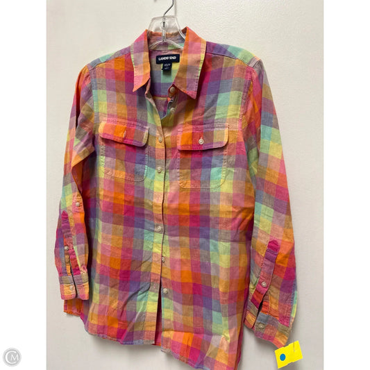 Blouse Long Sleeve By Lands End In Multi-colored, Size: Xs