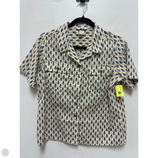 Blouse Short Sleeve By Duluth Trading In Blue & Yellow, Size: S