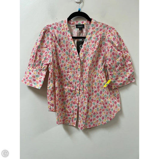 Blouse Short Sleeve By Gigio In Pink, Size: L