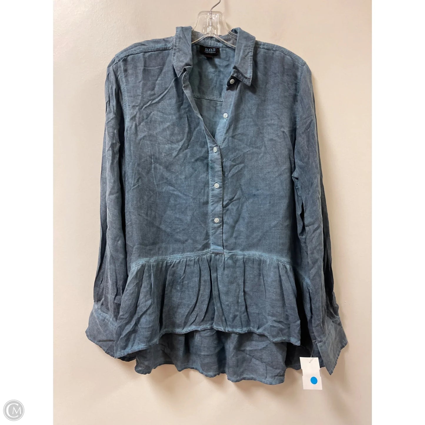 Blouse Long Sleeve By Ana In Blue, Size: M