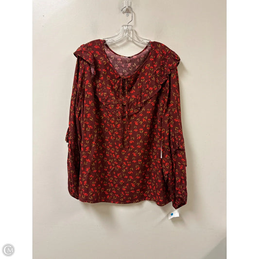 Top Long Sleeve By Sonoma In Red, Size: 3x