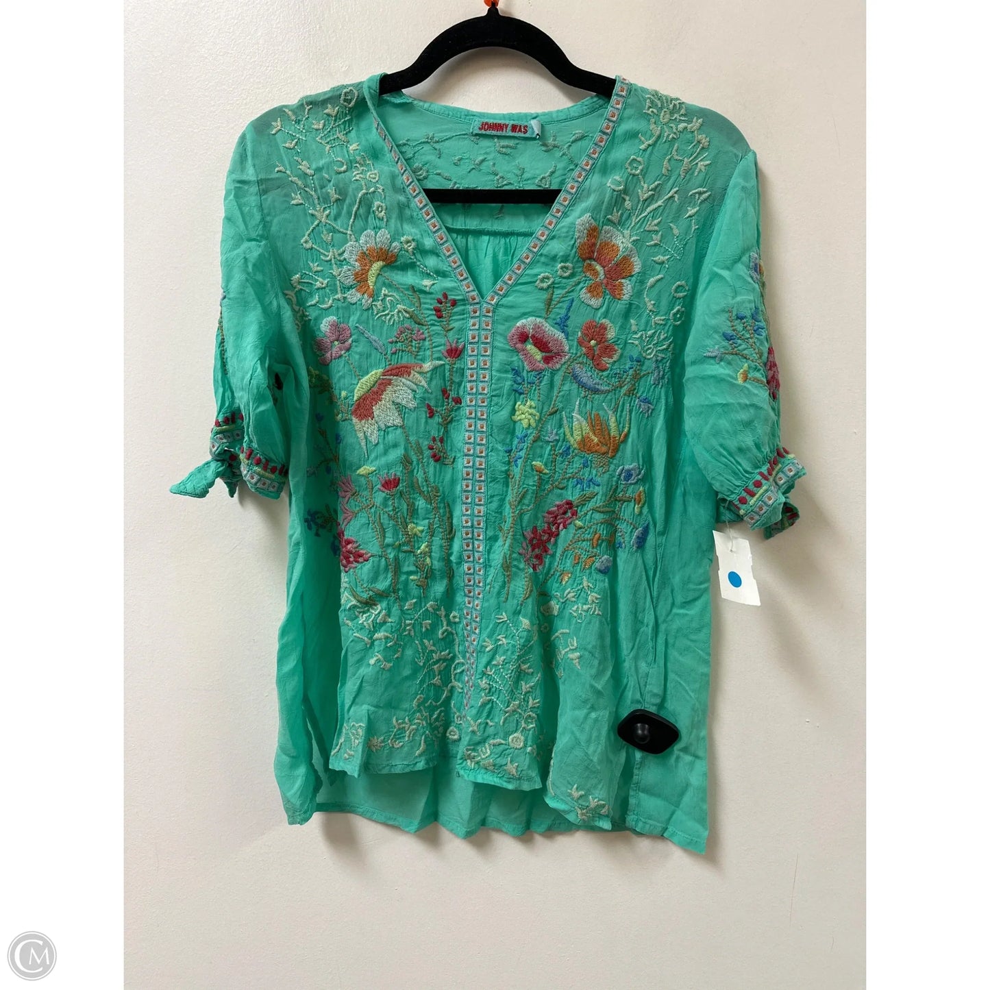 Top Short Sleeve By Johnny Was In Teal, Size: Xxs