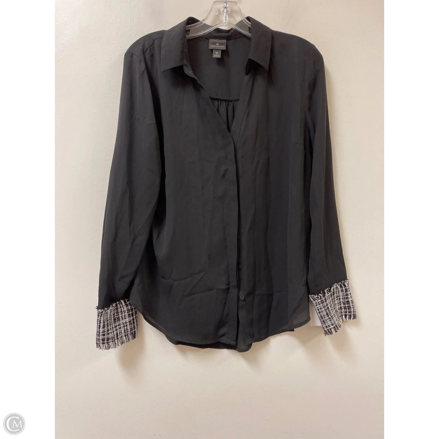 Blouse Long Sleeve By Worthington In Black, Size: M