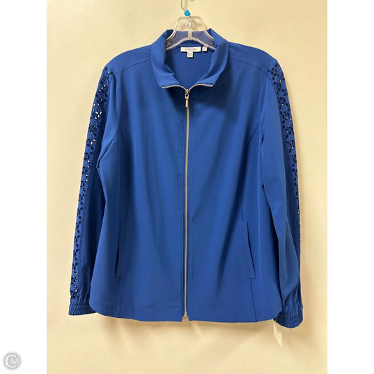 Jacket Windbreaker By Chicos In Blue, Size: M