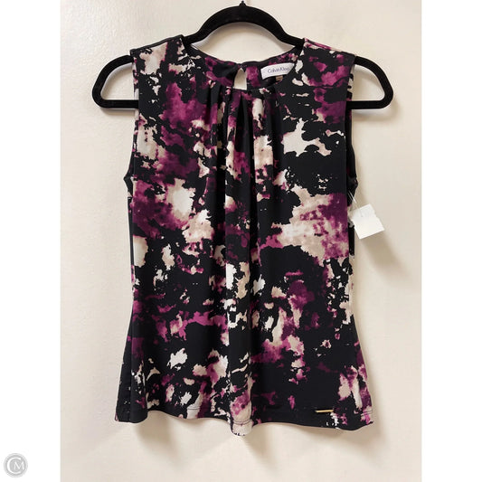 Top Sleeveless By Calvin Klein In Black & Purple, Size: S