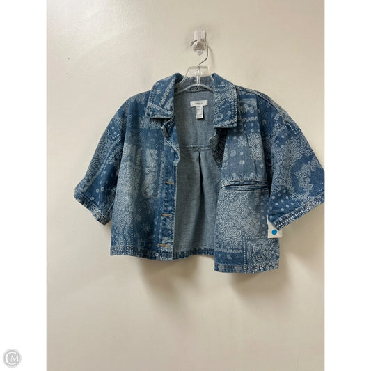 Blouse Short Sleeve By Forever 21 In Blue Denim, Size: S