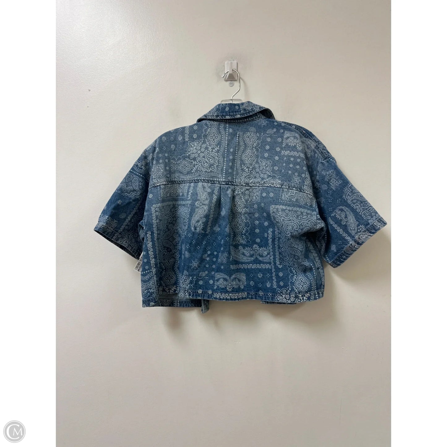 Blouse Short Sleeve By Forever 21 In Blue Denim, Size: S