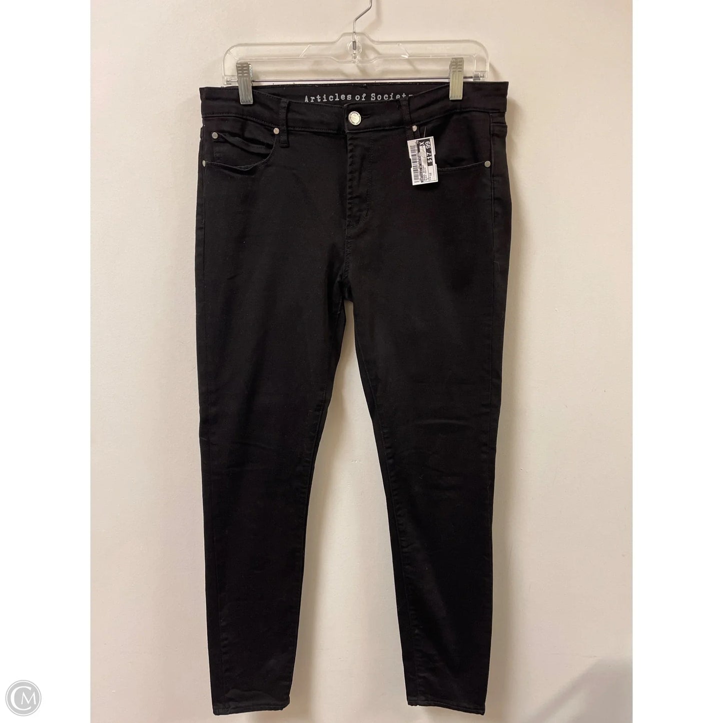 Jeans Skinny By Articles Of Society In Black Denim, Size: 12