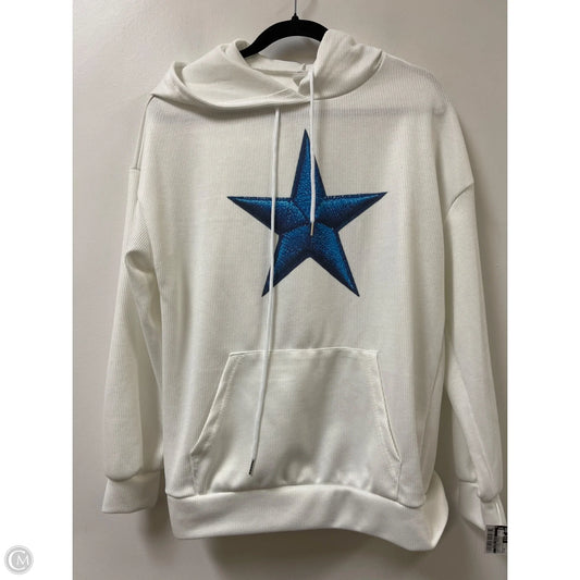 Sweatshirt Hoodie By Clothes Mentor In Blue & White, Size: M