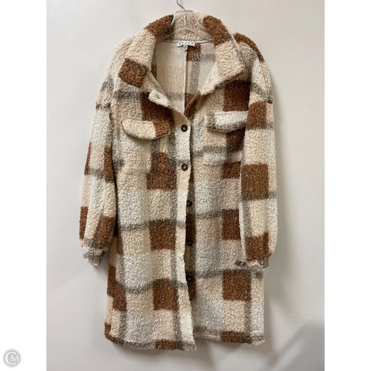 Coat Faux Fur & Sherpa By Hyfve In Brown & Cream, Size: M