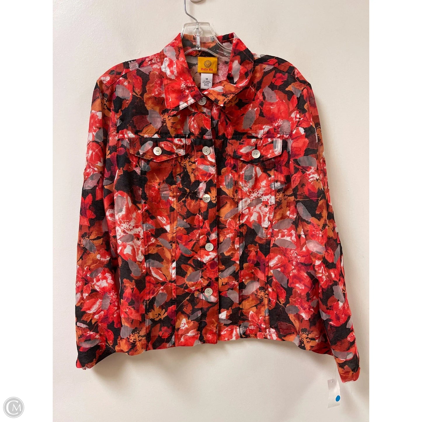 Jacket Shirt By Ruby Rd In Black & Red, Size: L
