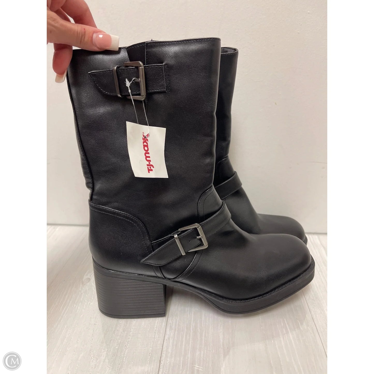 Boots Mid-calf Heels By Kenneth Cole Reaction In Black, Size: 9.5