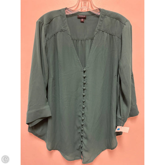Blouse Long Sleeve By Torrid In Green, Size: L