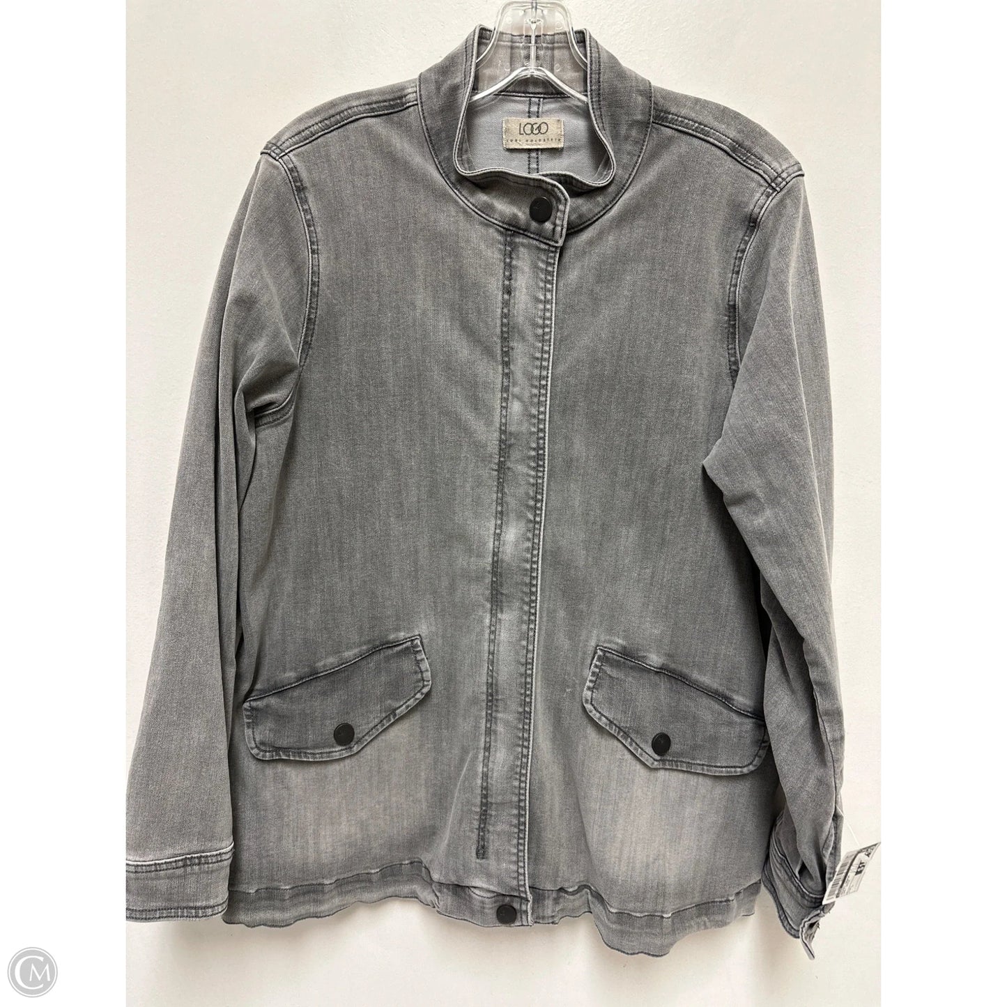 Jacket Denim By Logo In Grey Denim, Size: L