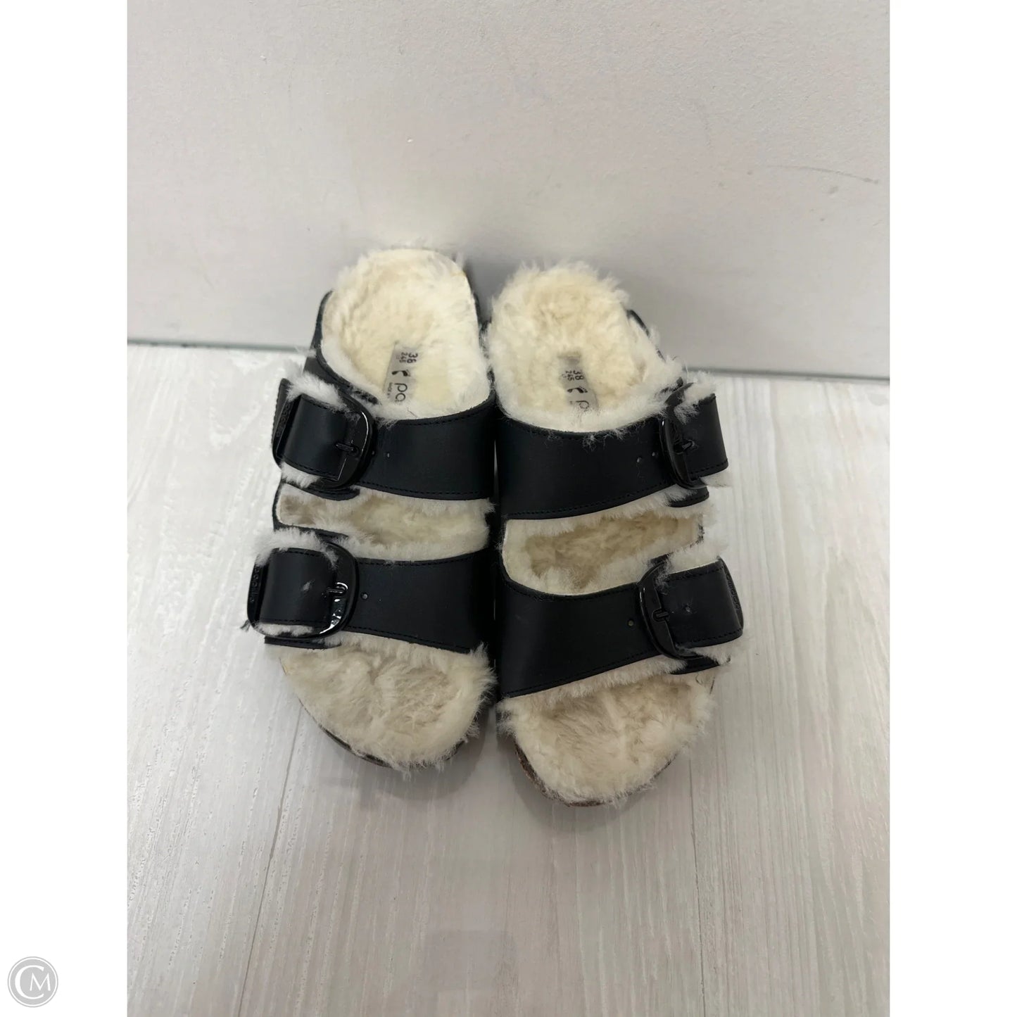 Sandals Heels Wedge By Papillion In Black & Cream, Size: 7.5