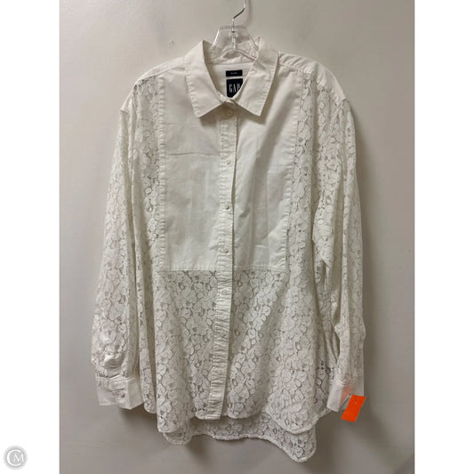 Blouse Long Sleeve By Gap In White, Size: L