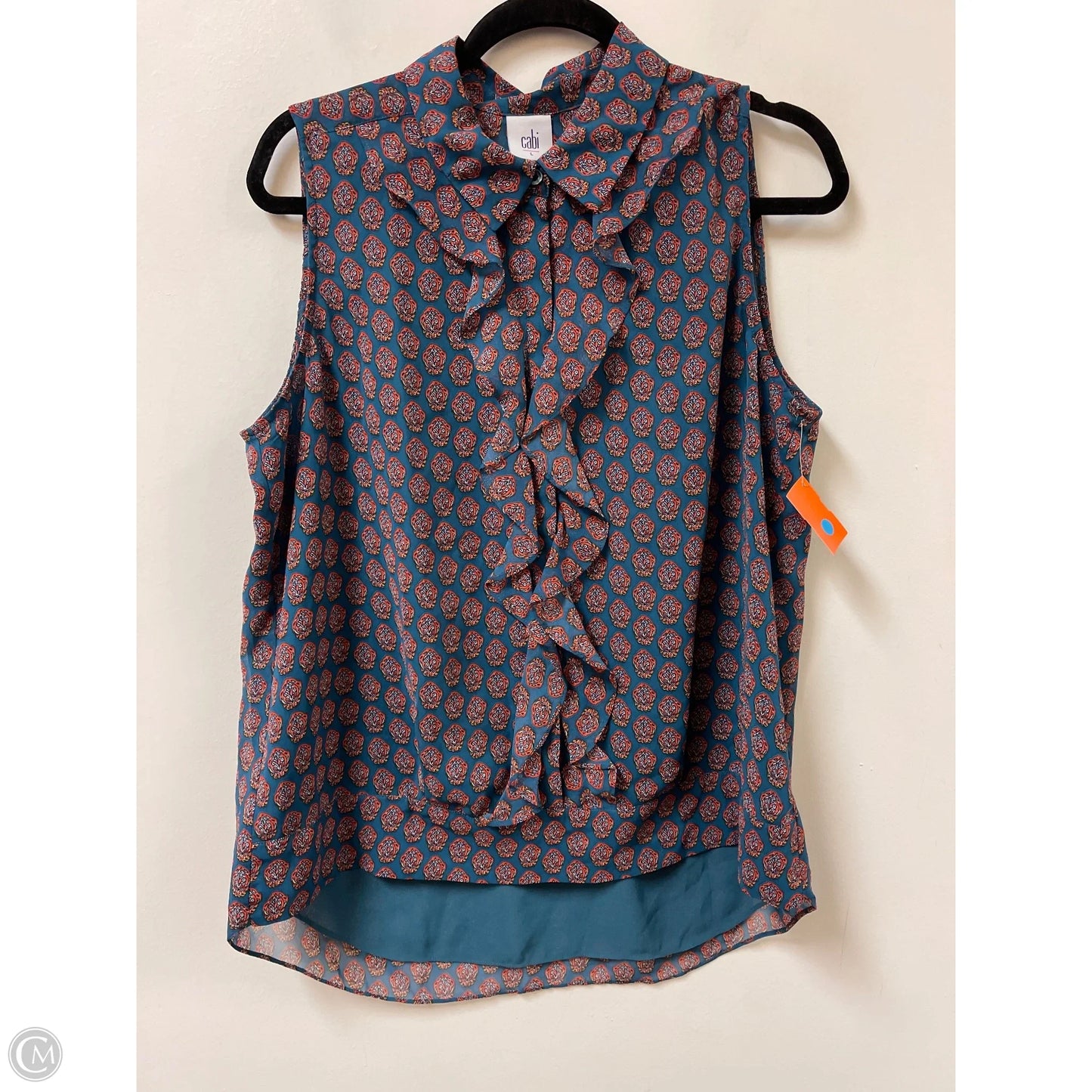 Top Sleeveless By Cabi In Blue & Orange, Size: L