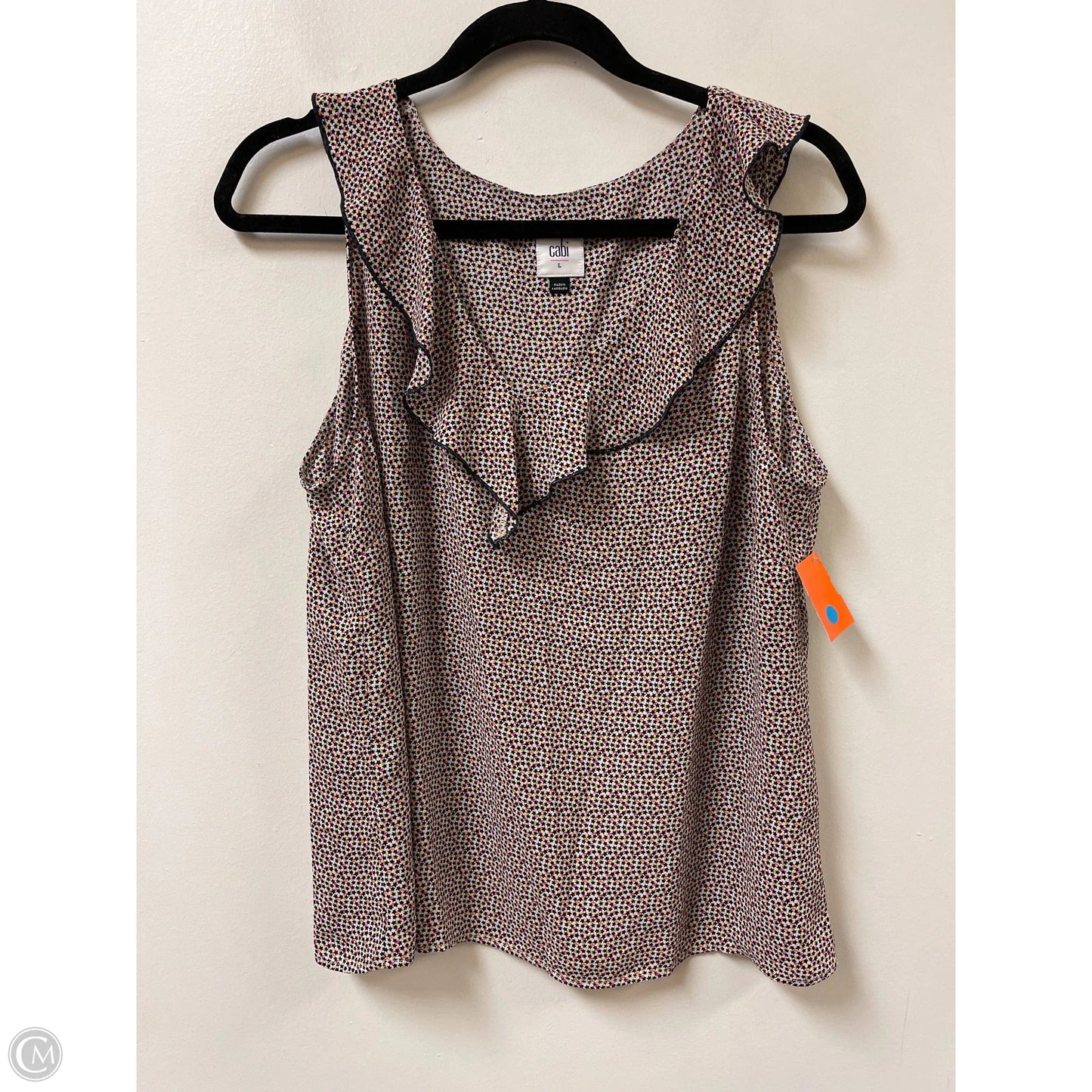 Top Sleeveless By Cabi In Black & Pink, Size: L