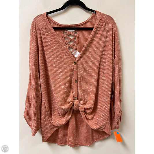 Top Long Sleeve By No Boundaries In Orange, Size: 3x