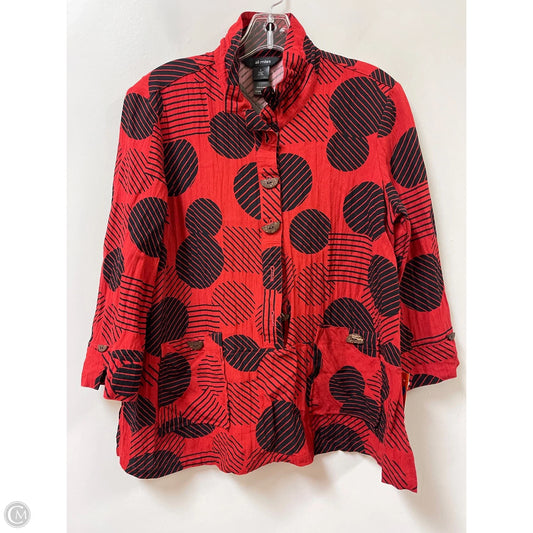Blouse Long Sleeve By Ali Miles In Black & Red, Size: S
