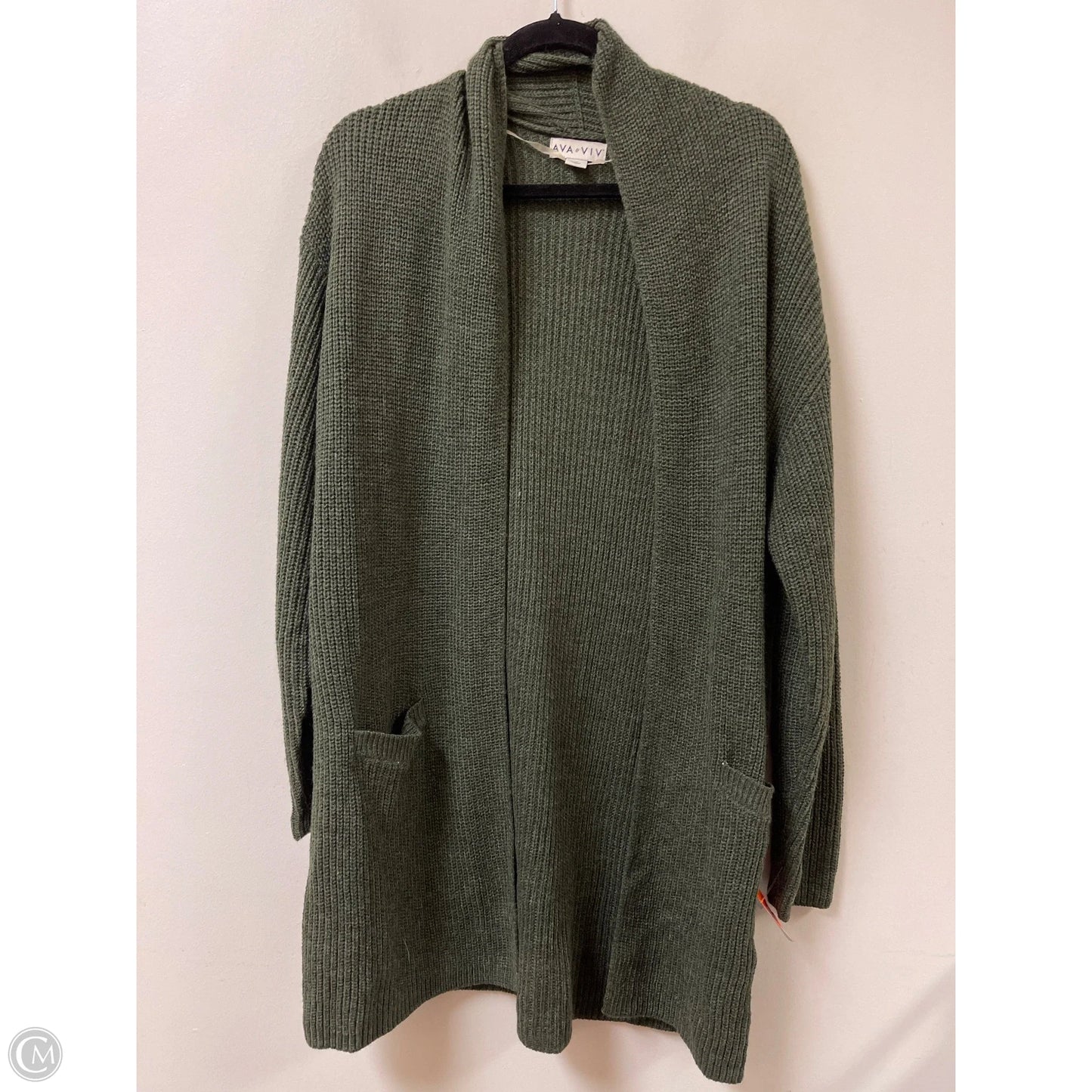 Sweater Cardigan By Ava & Viv In Green, Size: 1x
