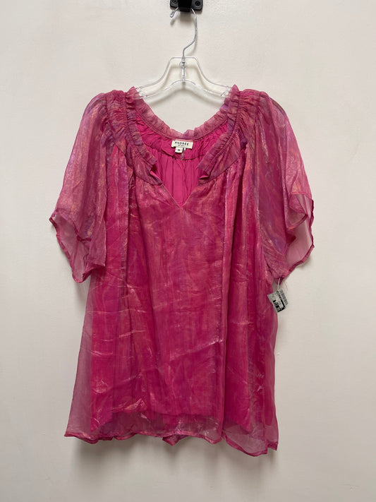 Top Short Sleeve By Andree By Unit In Pink, Size: 2x