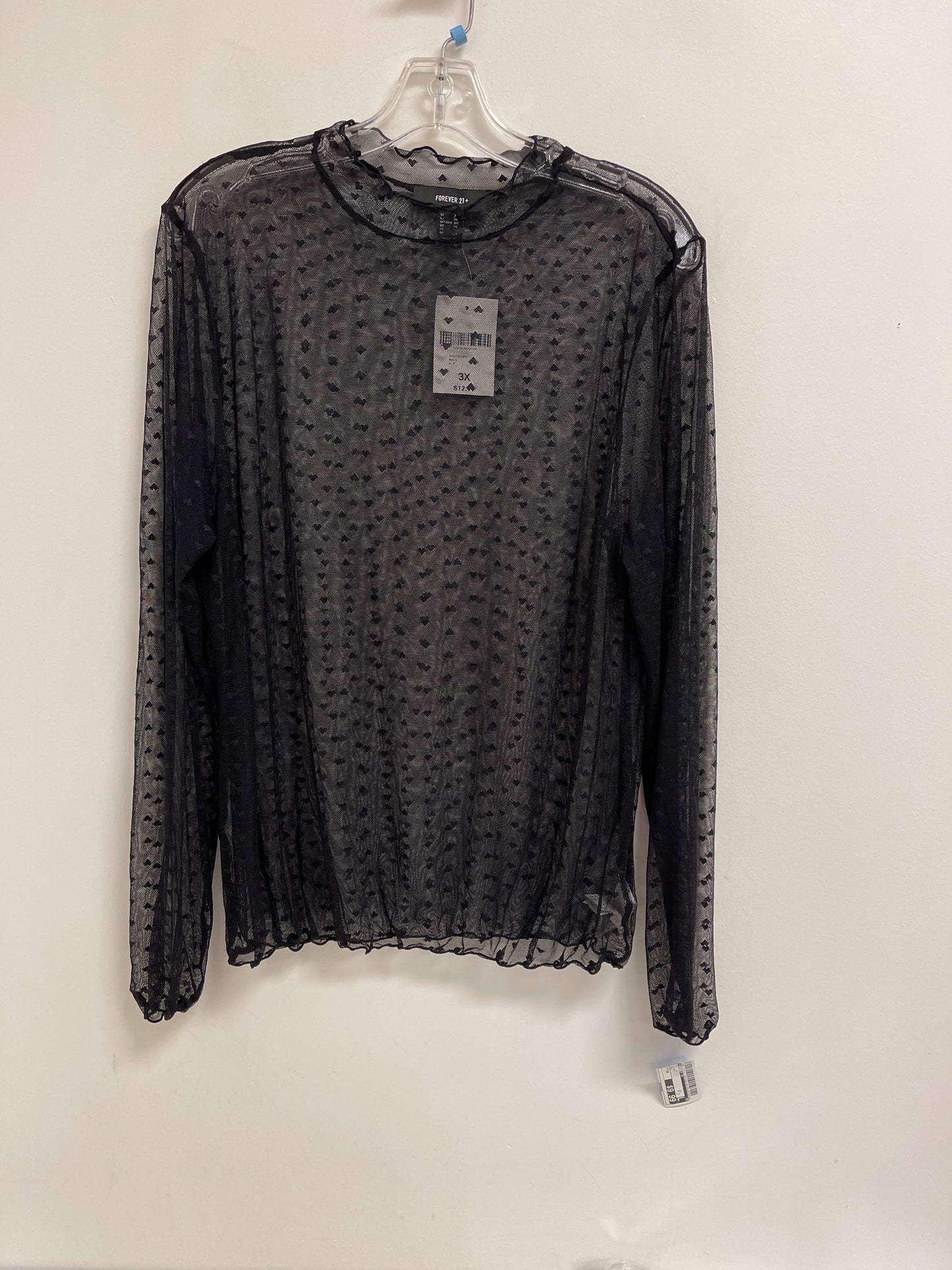 Top Long Sleeve By Forever 21 In Black, Size: 3x