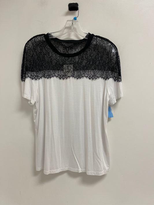 Top Short Sleeve By Laundry In Black & White, Size: L