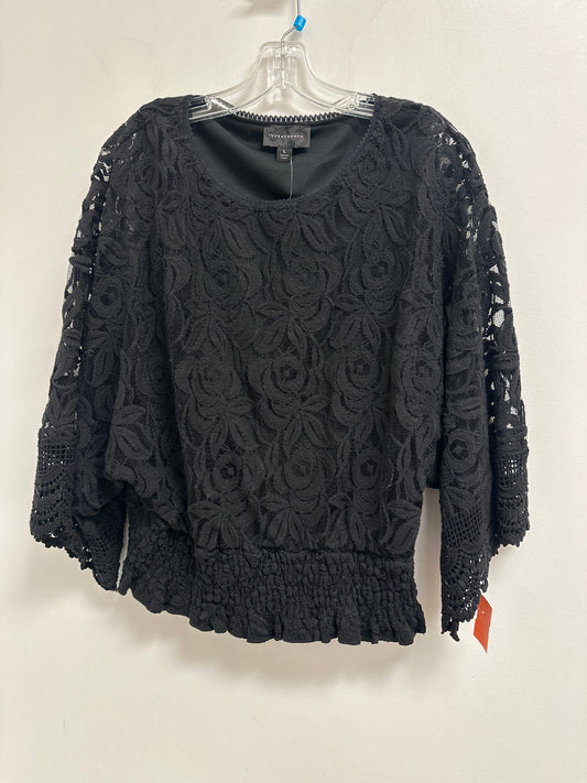 Top Long Sleeve By Investments In Black, Size: L