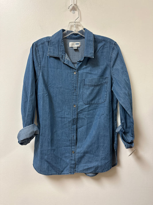 Blouse Long Sleeve By Old Navy In Blue Denim, Size: M