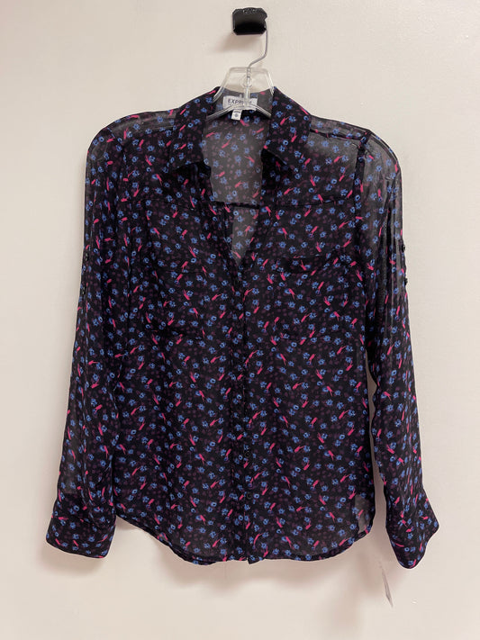 Top Long Sleeve By Express In Blue & Pink, Size: Xs