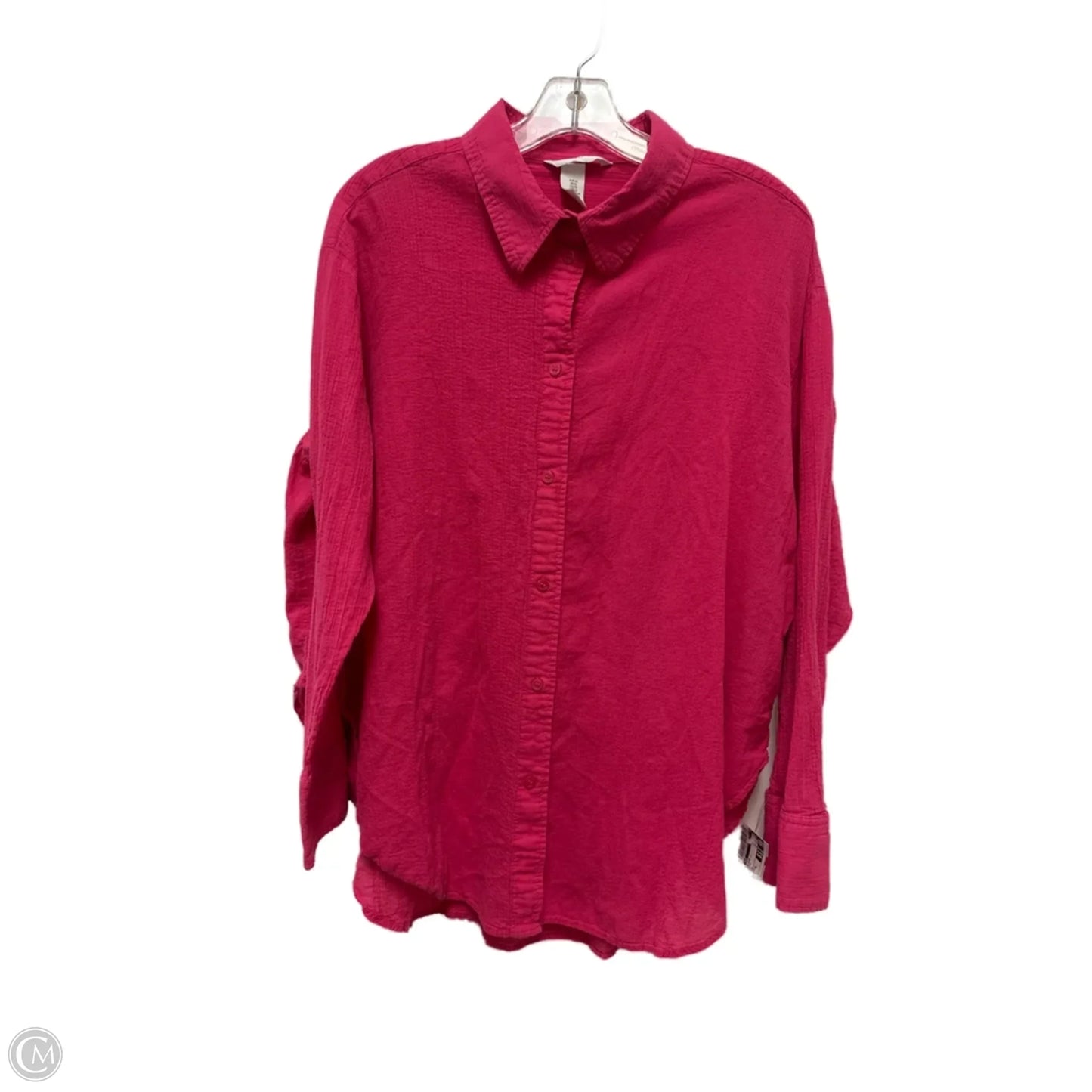 Blouse Long Sleeve By H&m In Pink, Size: Xl