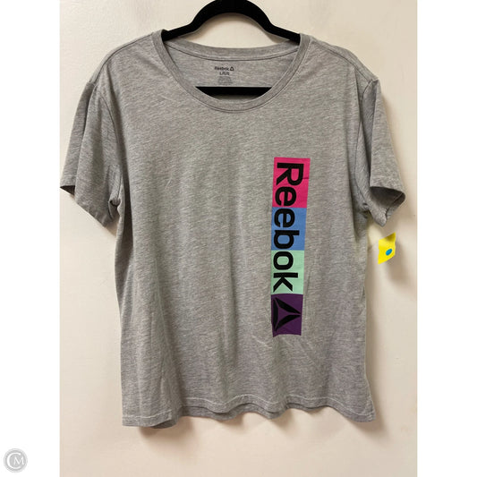 Athletic Top Short Sleeve By Reebok In Grey, Size: L