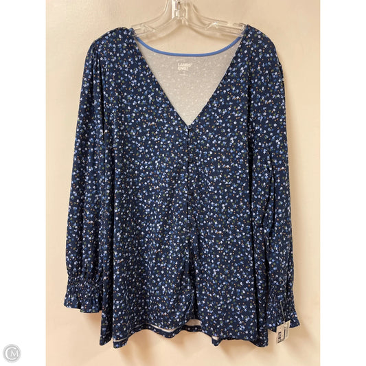 Blouse Long Sleeve By Lands End In Floral Print, Size: Xl