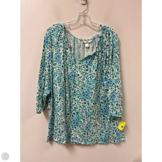 Top Long Sleeve By Cj Banks In Blue & Green, Size: 1x