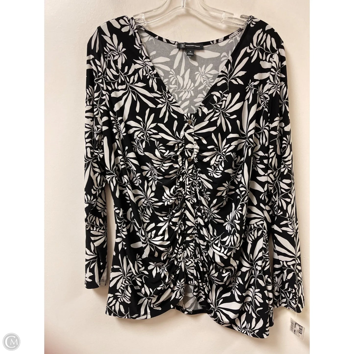 Blouse Long Sleeve By Inc In Black & White, Size: 1x
