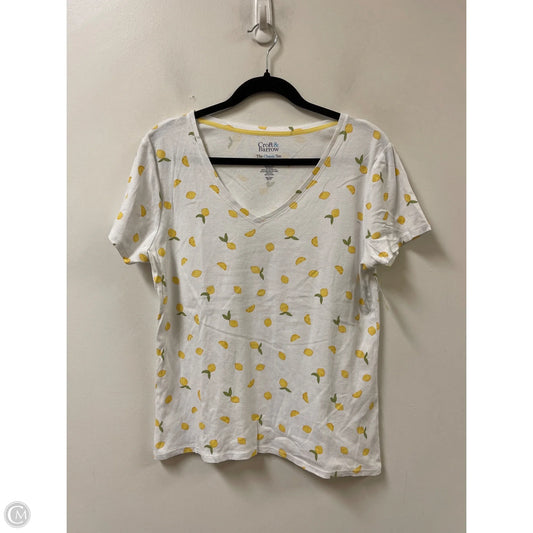 Top Short Sleeve By Croft And Barrow In White & Yellow, Size: M