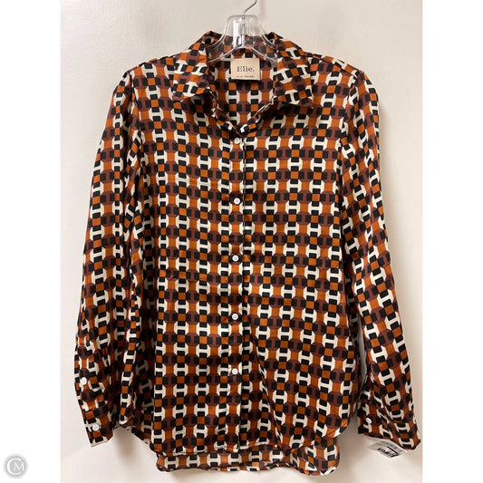 Blouse Long Sleeve By Elie Tahari In Black & Orange, Size: S