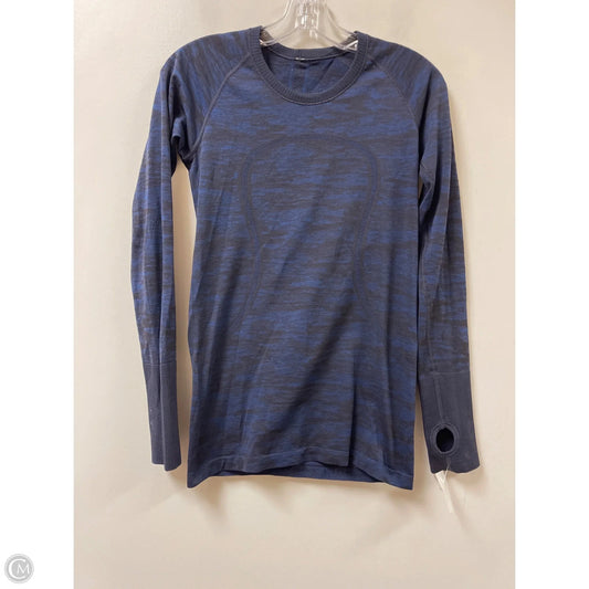 Athletic Top Long Sleeve Collar By Lululemon In Navy, Size: S