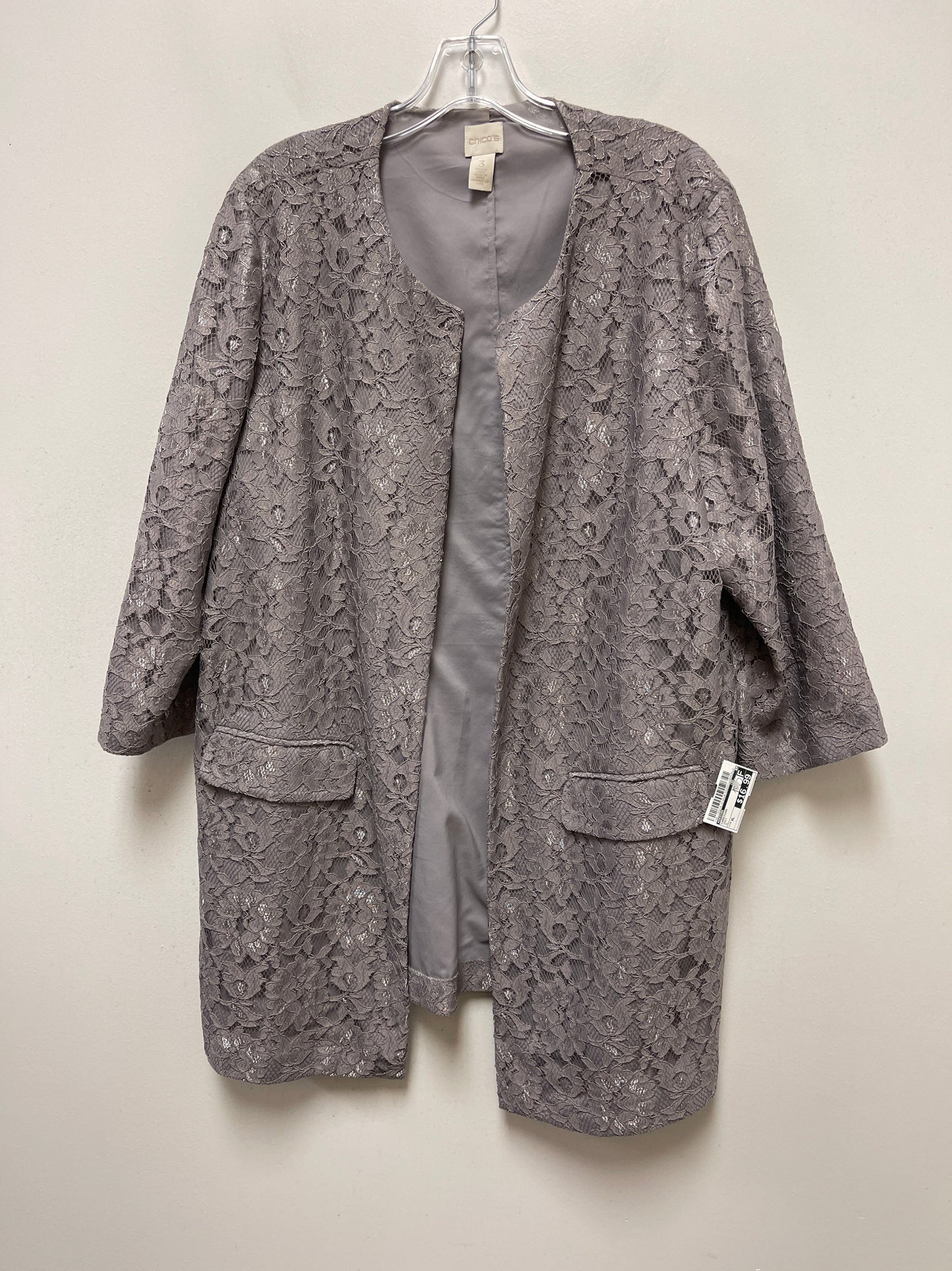 Grey Cardigan Chicos, Size Xl