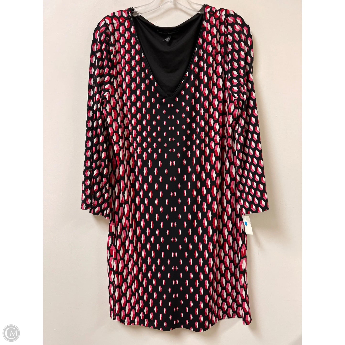 Dress Casual Midi By White House Black Market In Black & Pink, Size: Xl
