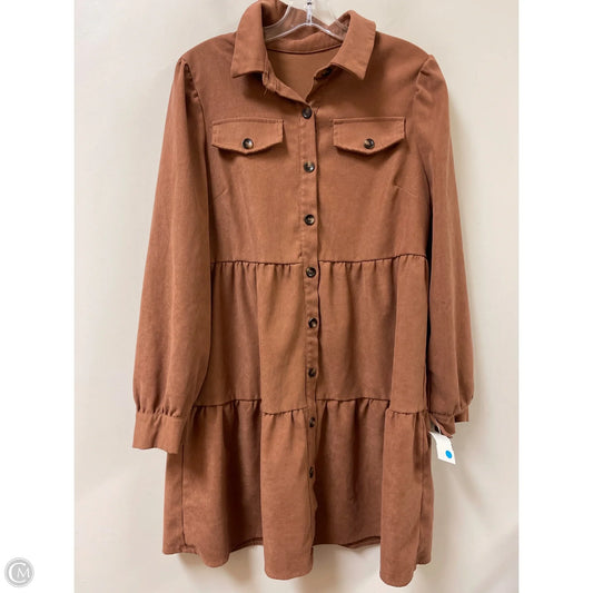 Dress Casual Midi By Shein In Brown, Size: L