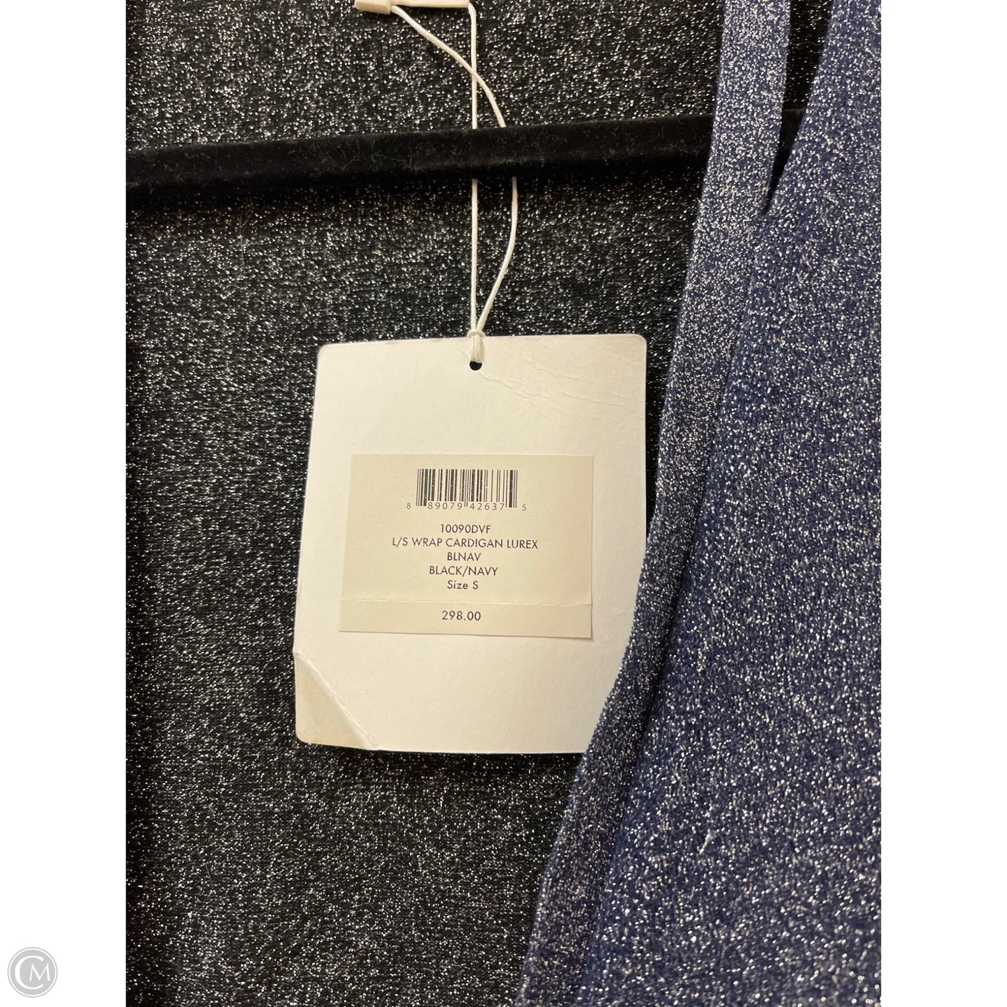 Cardigan Designer By Diane Von Furstenberg In Black & Blue, Size: S