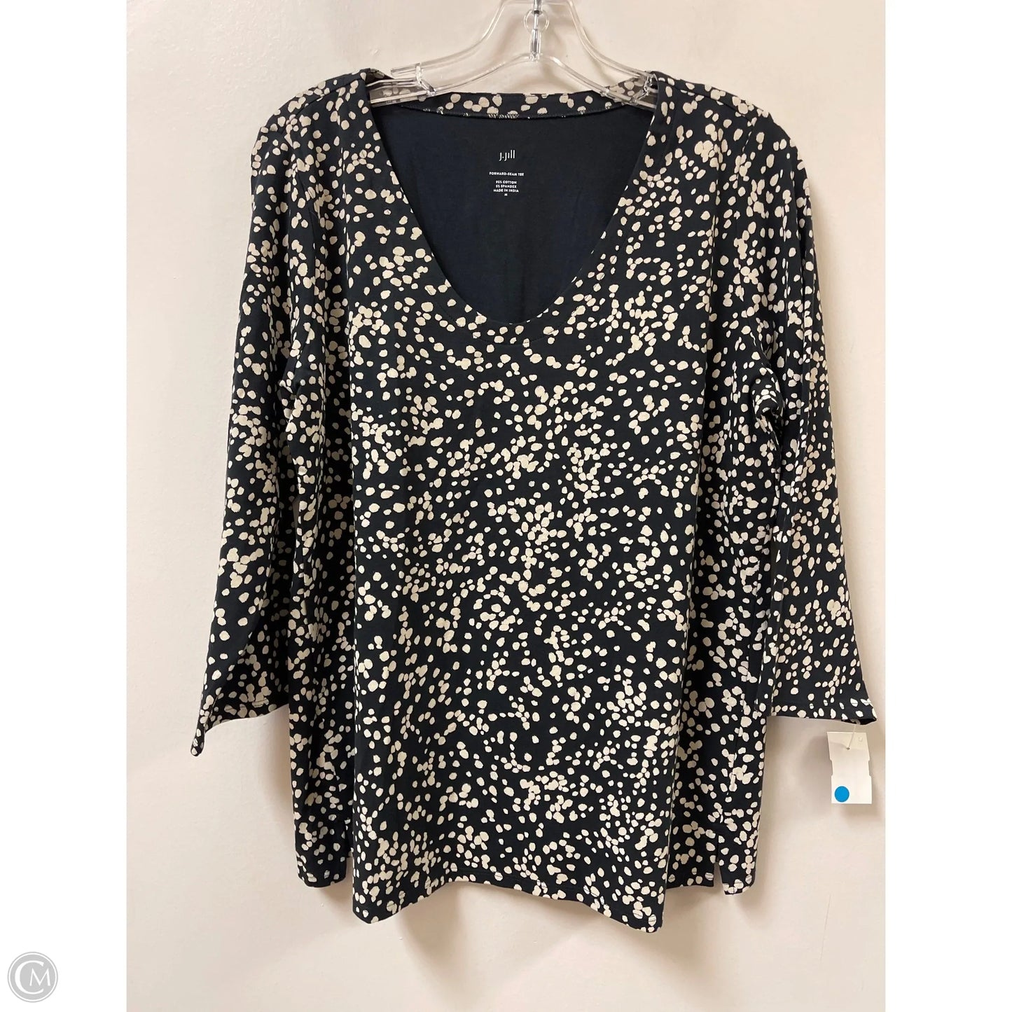 Top Long Sleeve By J. Jill In Black & Cream, Size: M