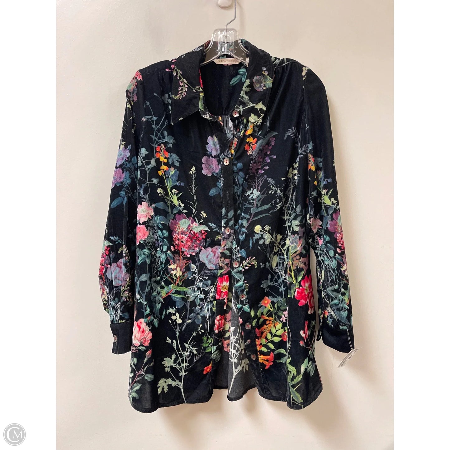 Blouse Long Sleeve By Soft Surroundings In Floral Print, Size: L