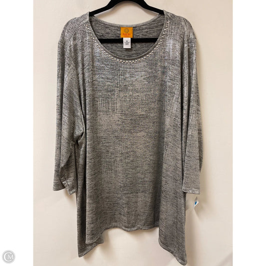 Top Short Sleeve By Ruby Rd In Silver, Size: 3x