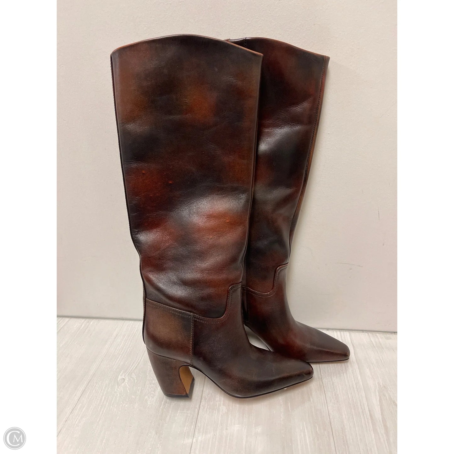Boots Leather By Vince Camuto In Black & Red, Size: 5